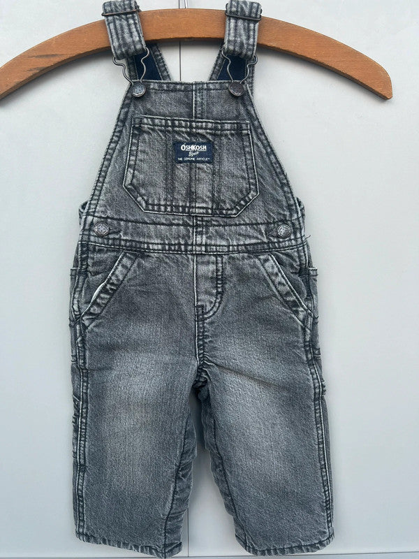 Oshkosh Grey Denim Dungarees Fleece Lined 9M