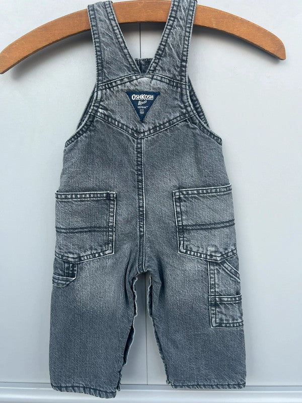 Oshkosh Grey Denim Dungarees Fleece Lined 9M