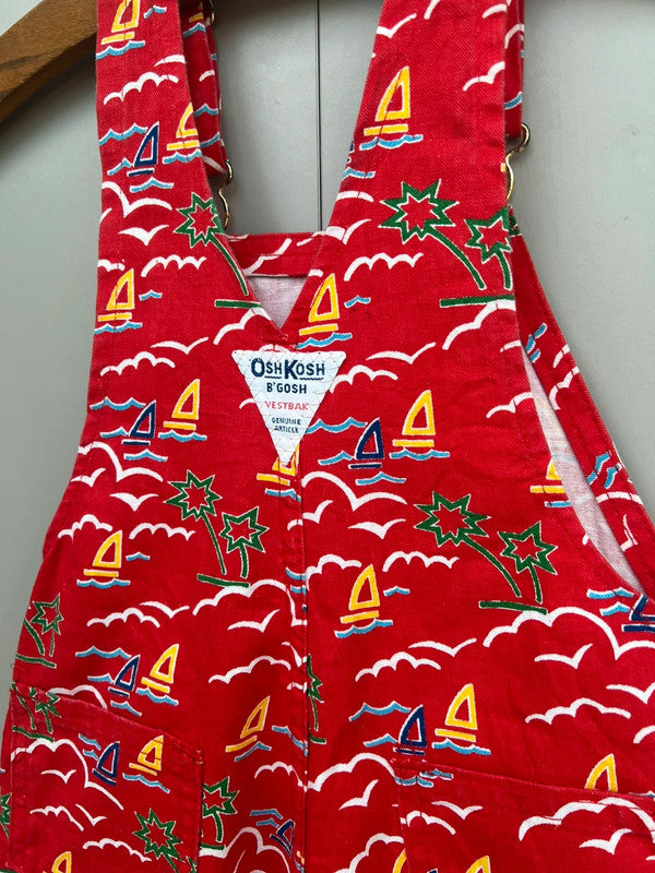 Oshkosh Vintage Funky Exotic Red Dungarees 4T