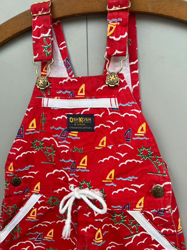 Oshkosh Vintage Funky Exotic Red Dungarees 4T
