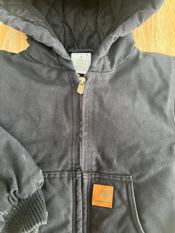 Carhartt Canvas Insulated Black Jacket Age 4