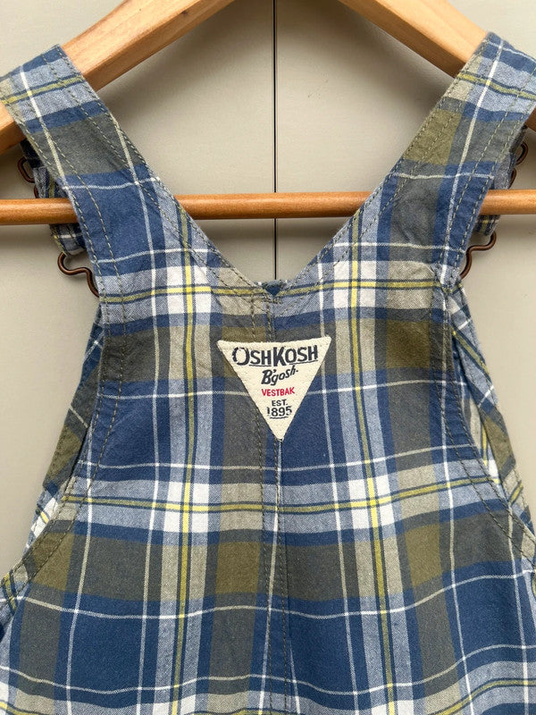 Oshkosh Olive Check Dungarees 24M