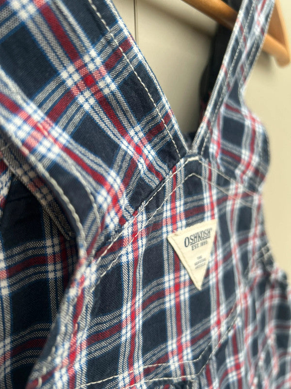 Oshkosh Vintage Check Shortall Dungarees 18M