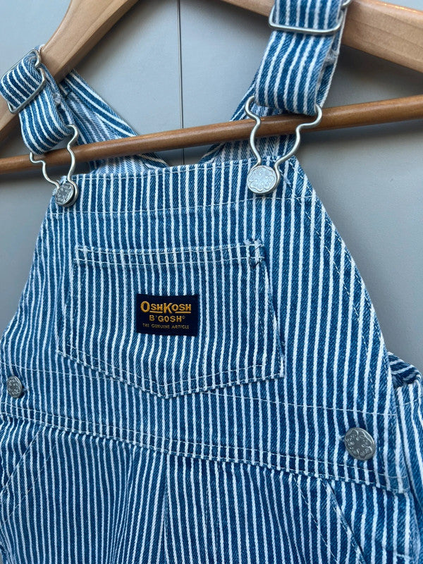 Oshkosh Vintage Hickory Shortall Dungarees 6/9M