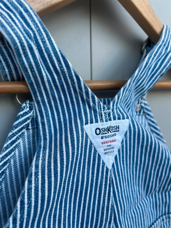 Oshkosh Vintage Hickory Shortall Dungarees 6/9M