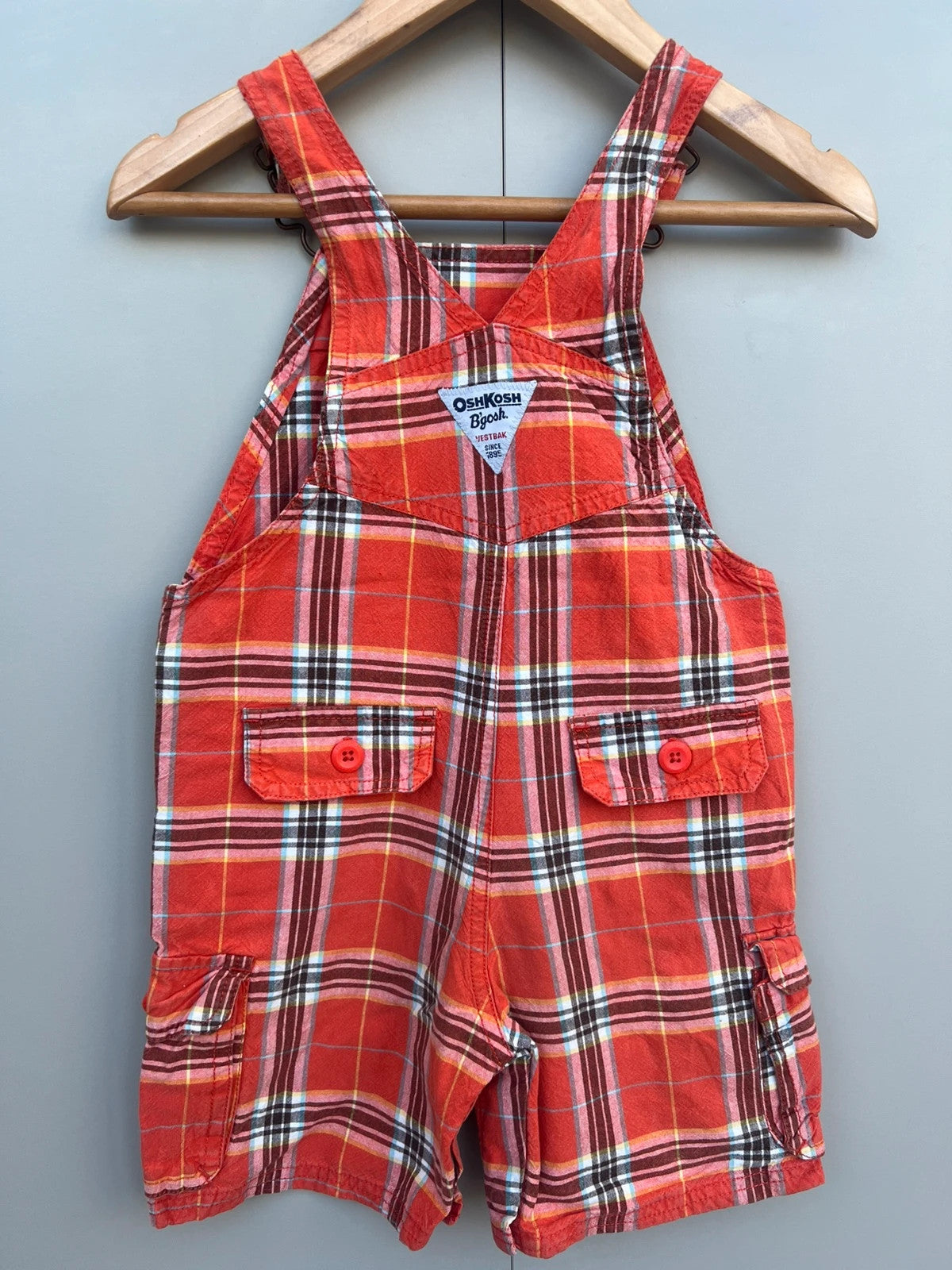 Oshkosh Check Shortall Dungarees 24M