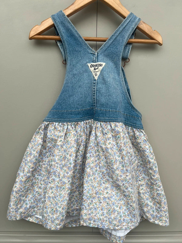Oshkosh Floral Denim Dungaree Dress 4T