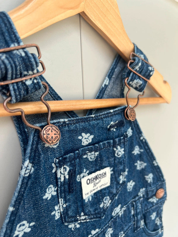 Oshkosh Floral Denim Shortall Dungarees 6M