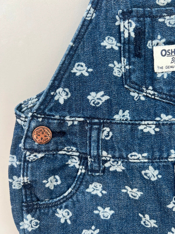 Oshkosh Floral Denim Shortall Dungarees 6M