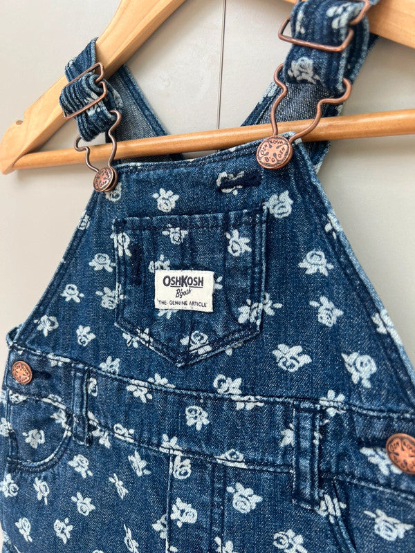 Oshkosh Floral Denim Shortall Dungarees 6M