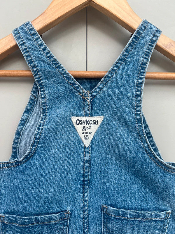 Oshkosh Denim Floral Turn Up Dungarees 12M