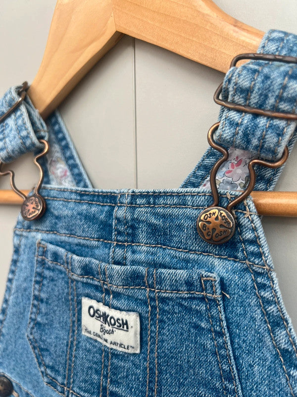 Oshkosh Denim Floral Turn Up Dungarees 12M