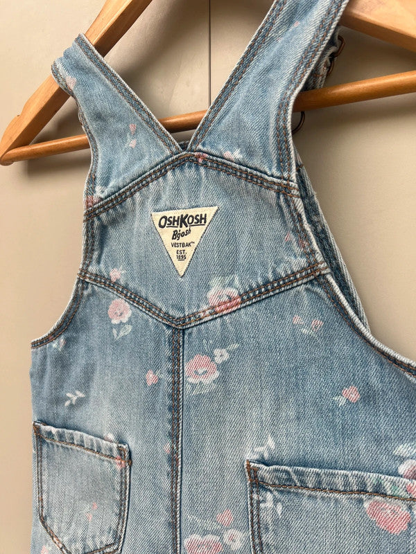 Oshkosh Floral Denim Dungarees 9-12M