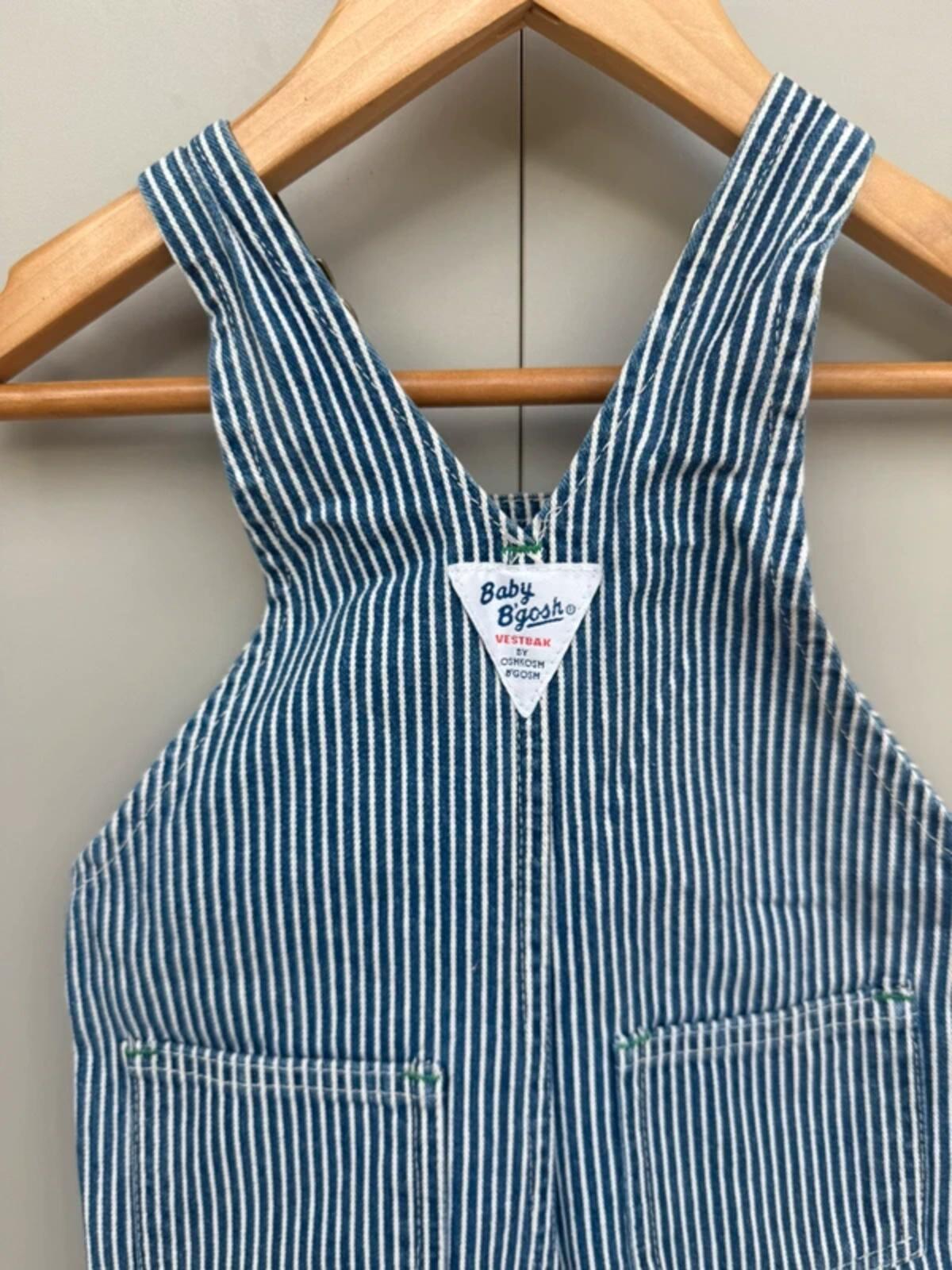 Oshkosh 80s Vintage Hickory Shortall Dungarees 12M