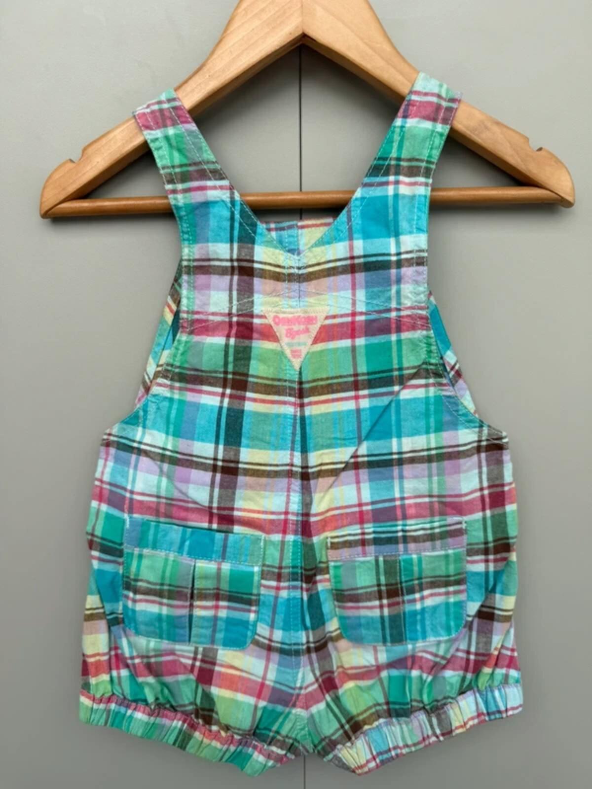 Oshkosh Vintage Check Shortall Dungarees 24M