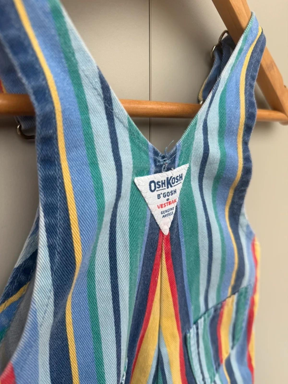 RARE Oshkosh Vintage Striped Coloured Shortall Dungarees 12M