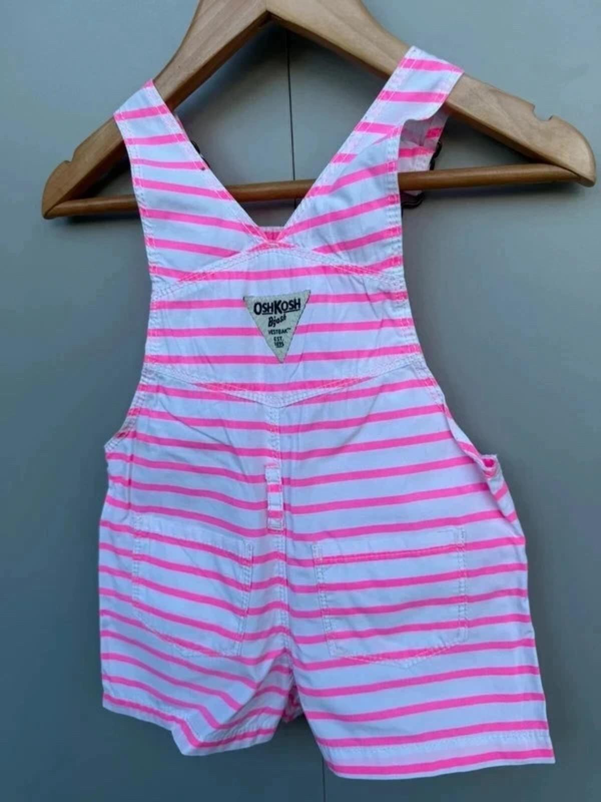 Oshkosh Striped Pink Dungarees 9M