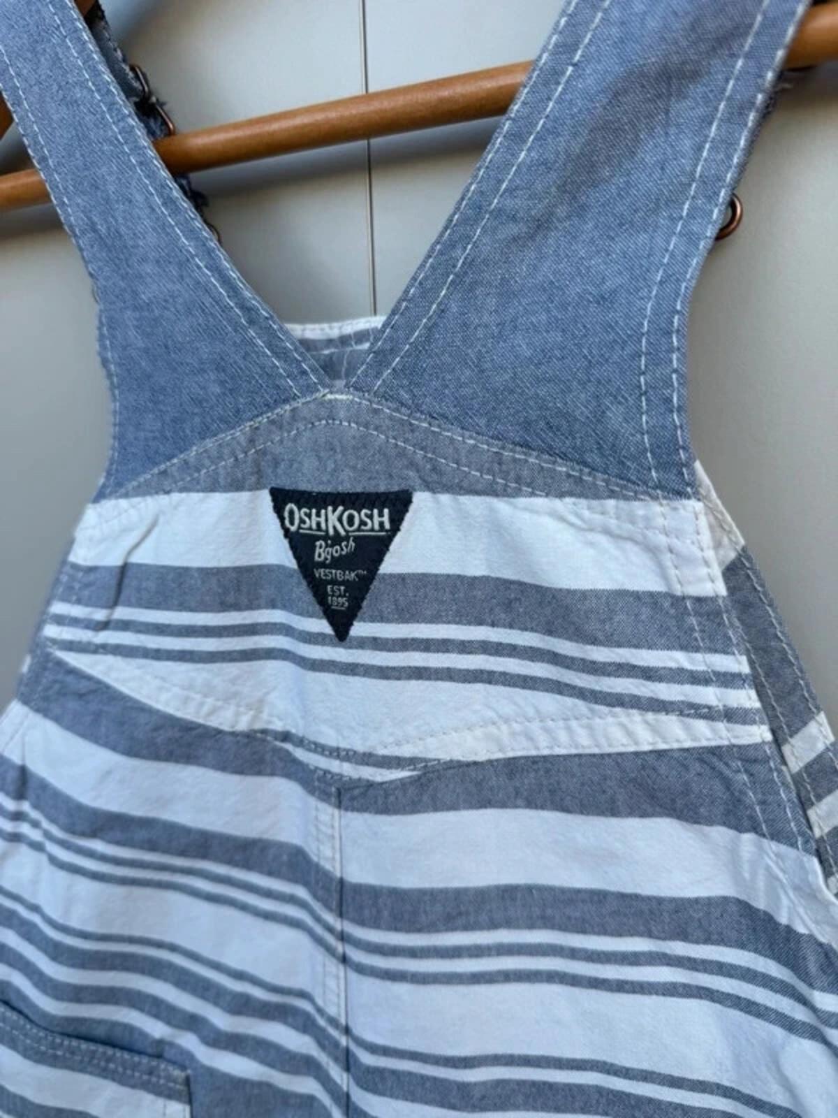Oshkosh Striped Blue Shortall Dungarees 3T