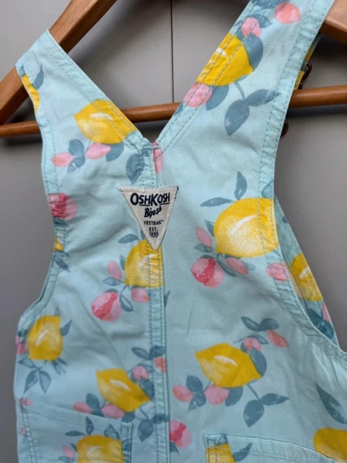 Oshkosh Lemon Blue Shortall Dungarees 12M