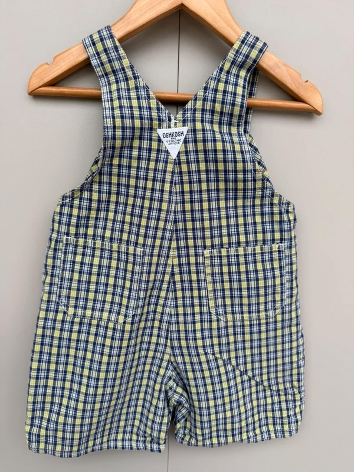Oshkosh Vintage Frog Check Shortalls 18M