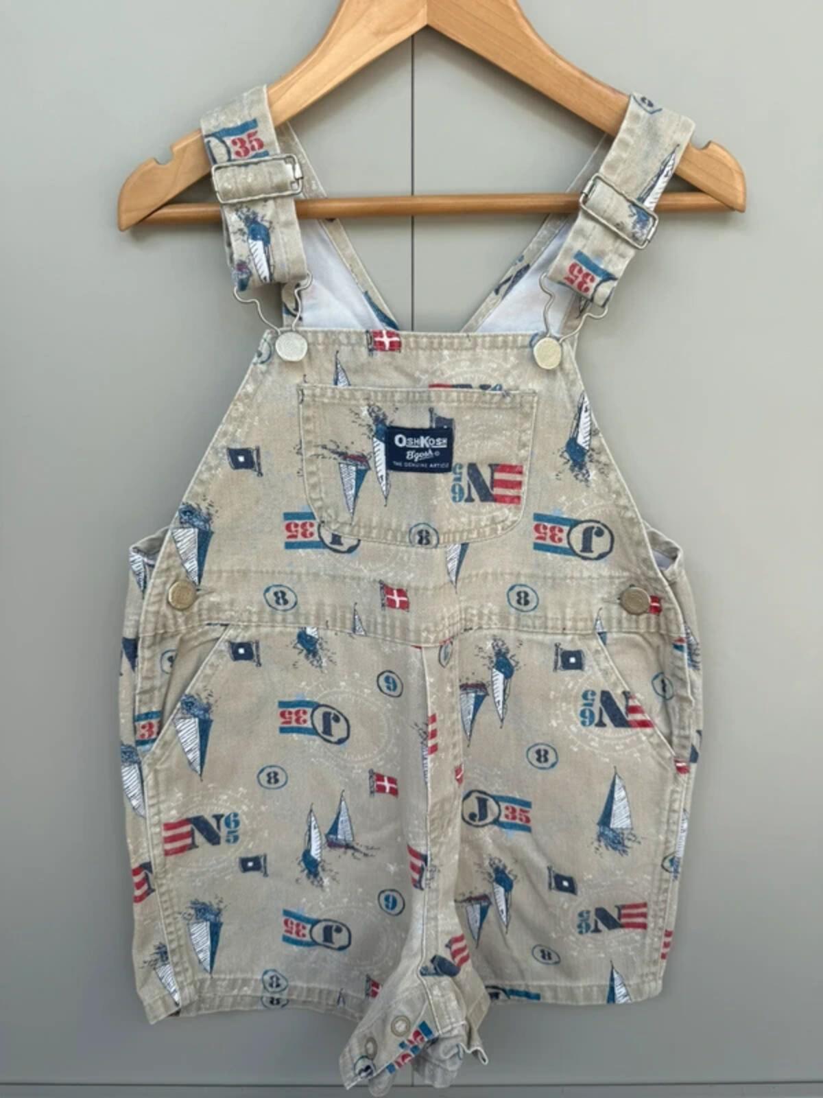 RARE Oshkosh 80s USA Vintage Boat Shortall Dungarees 4T