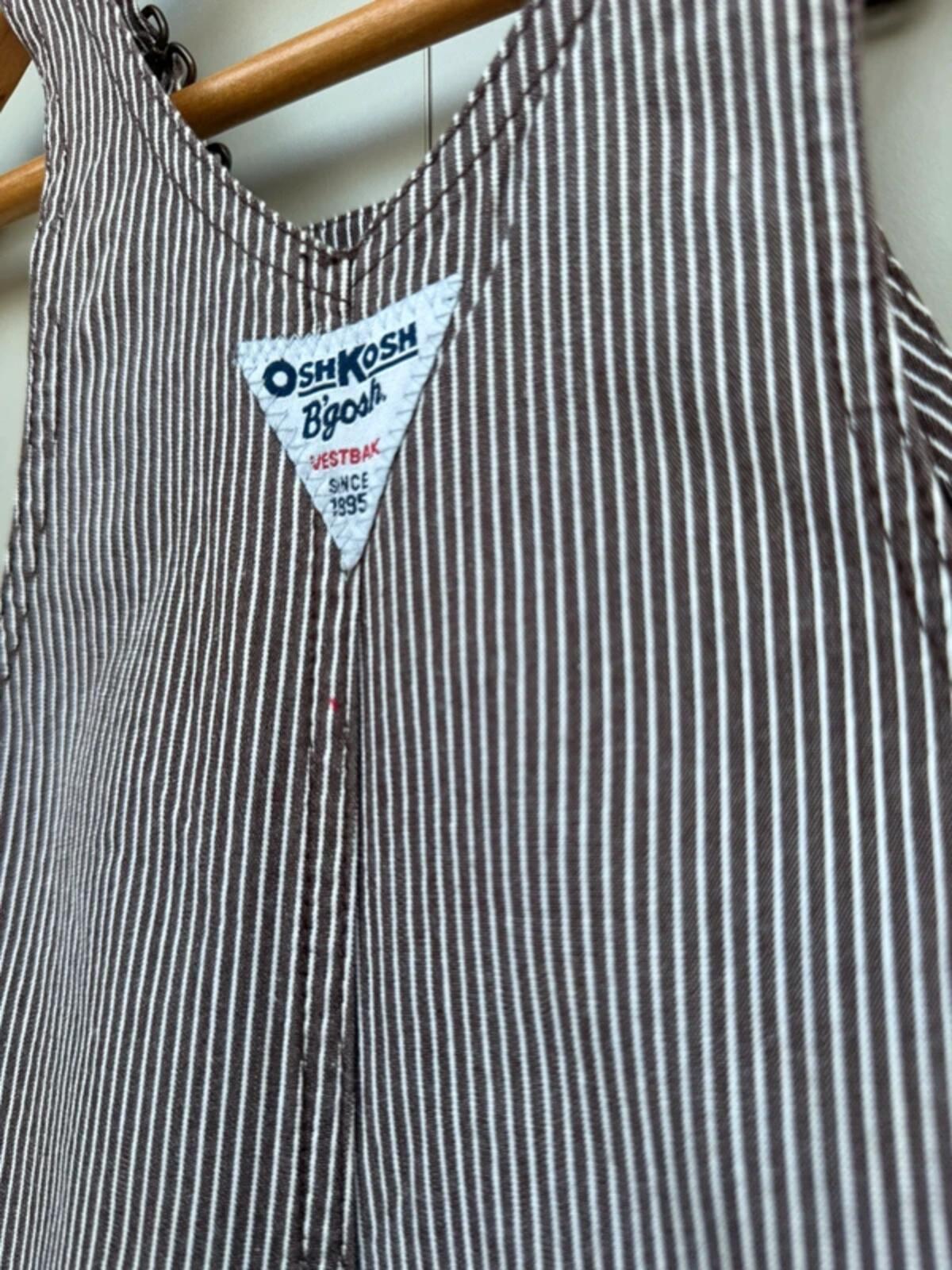 Oshkosh Brown Striped Shortall Dungarees 18M