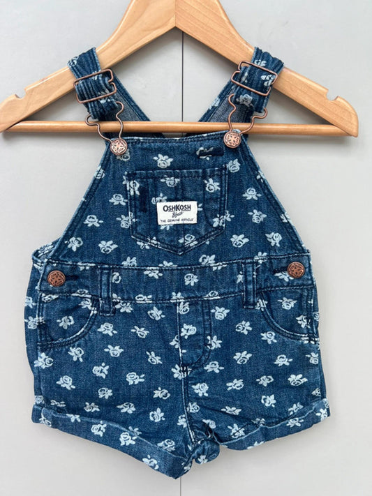 Oshkosh Floral Denim Shortall Dungarees 6M