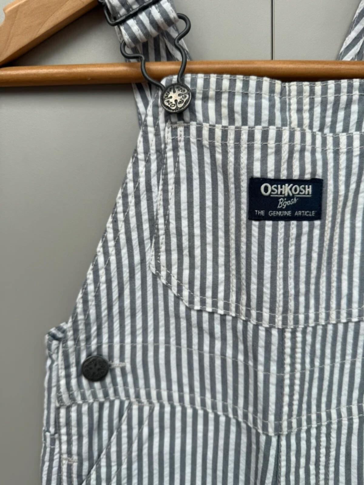 Oshkosh Grey Striped Shortalls 12M