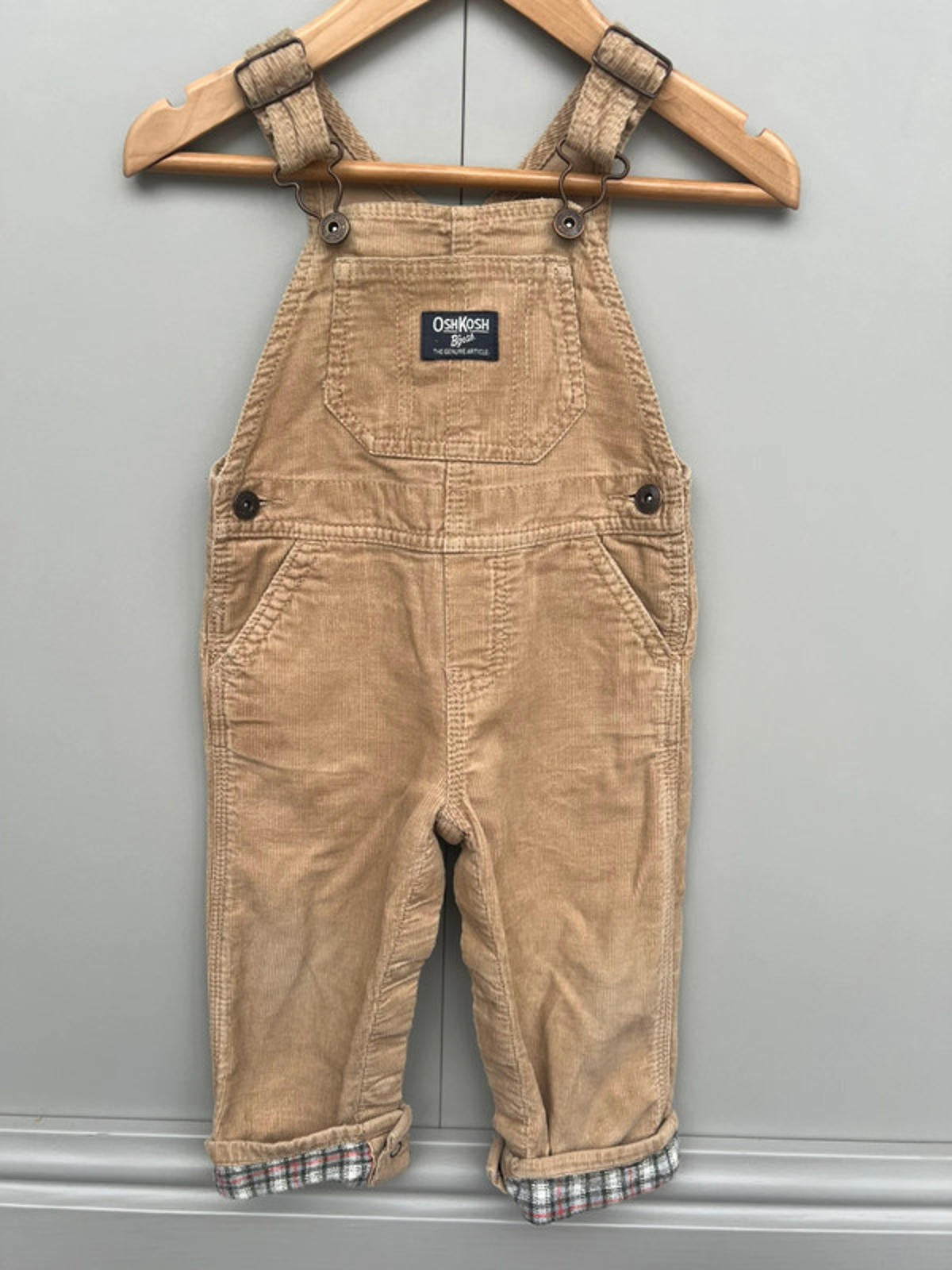 Oshkosh Beige Corduroy Dungarees 12M