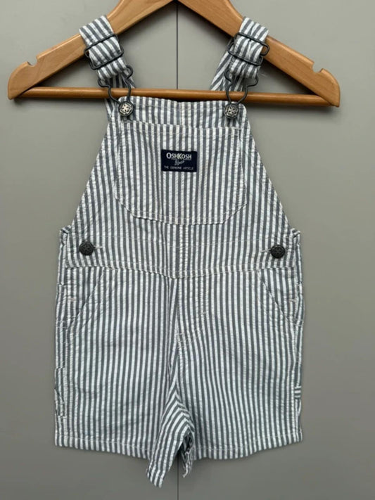 Oshkosh Grey Striped Shortalls 12M