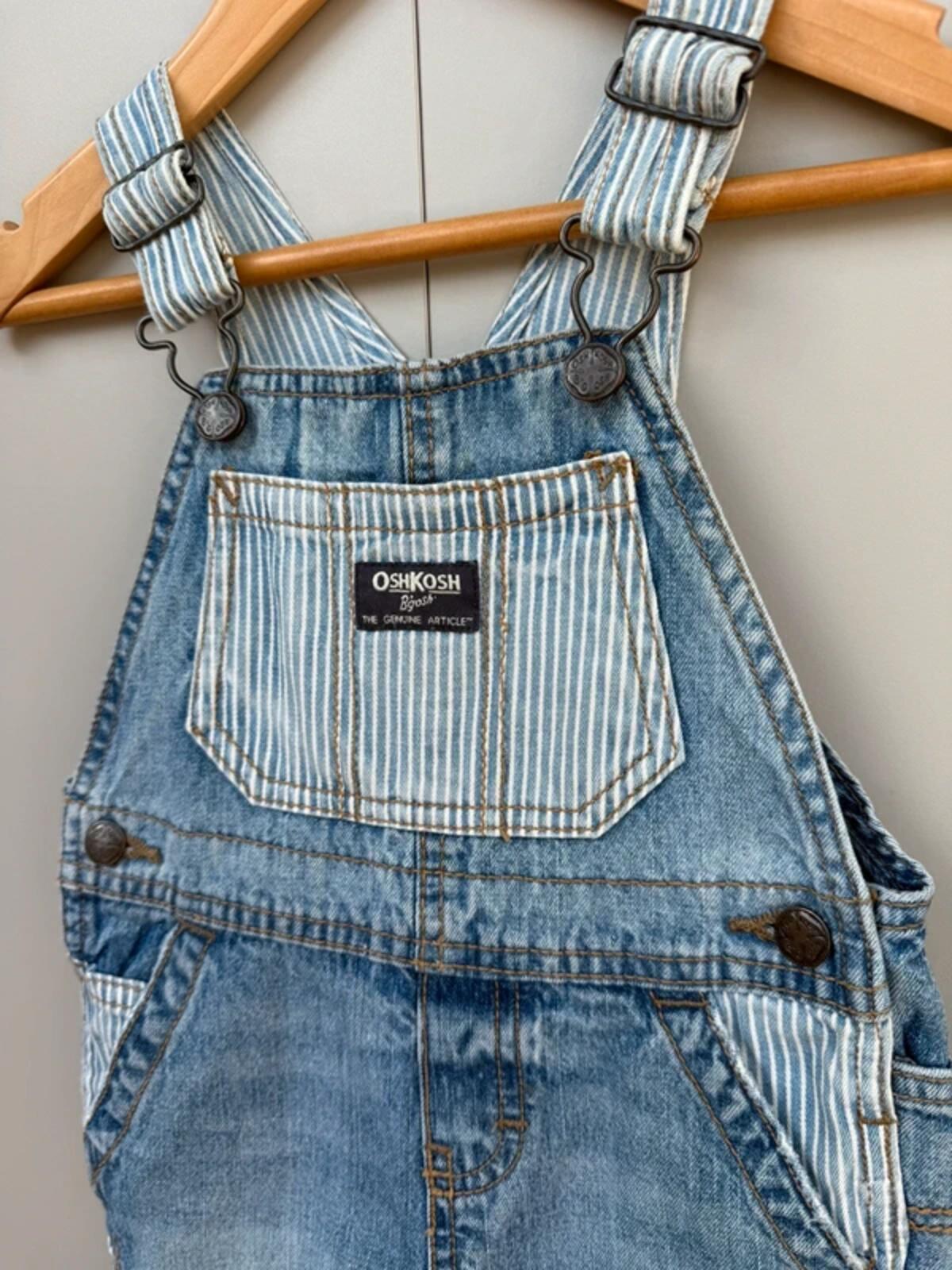 Oshkosh Denim Striped Shortall Dungarees 18M