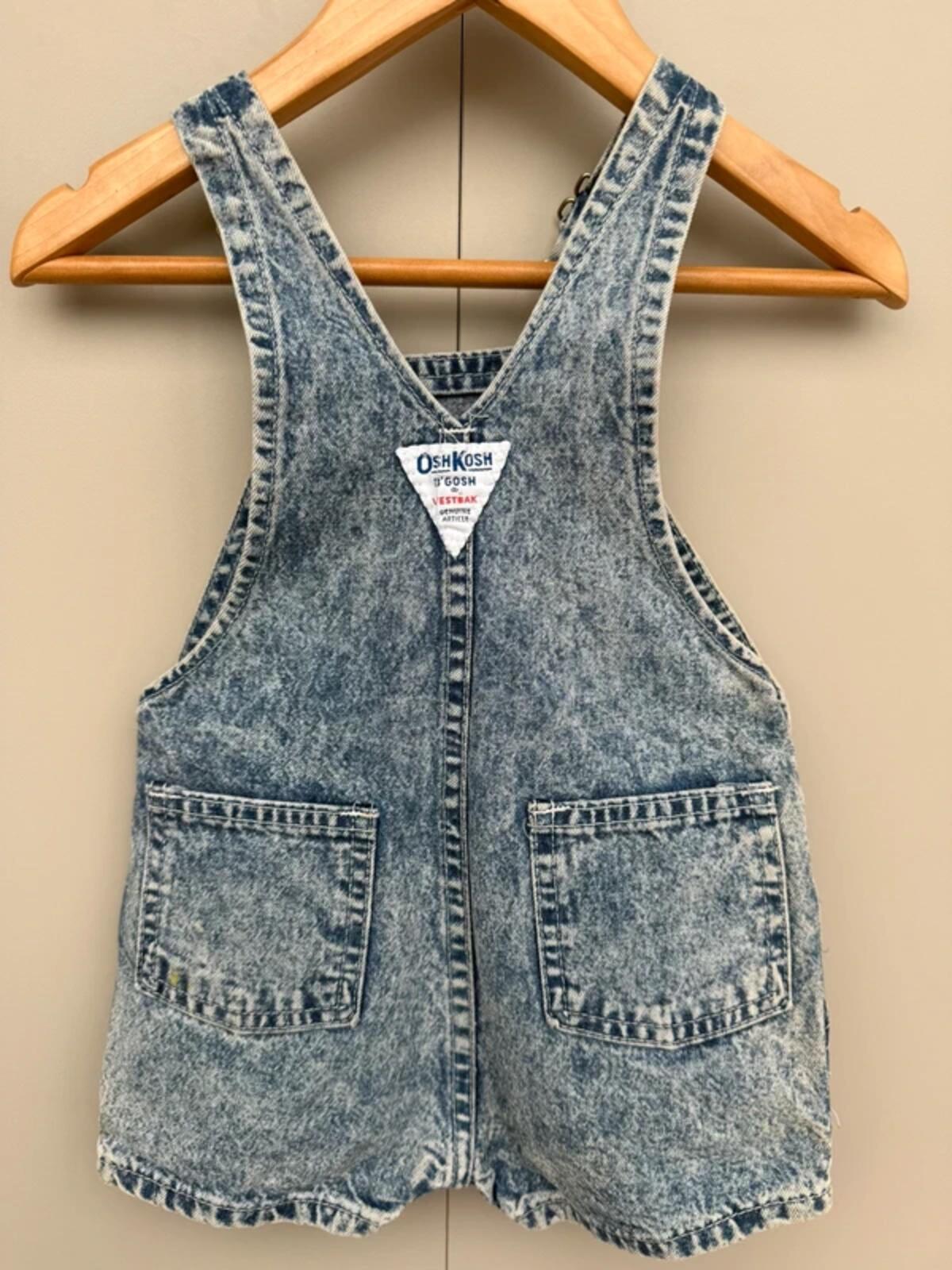 Oshkosh Vintage Acid Denim Shortall Dungarees 24M