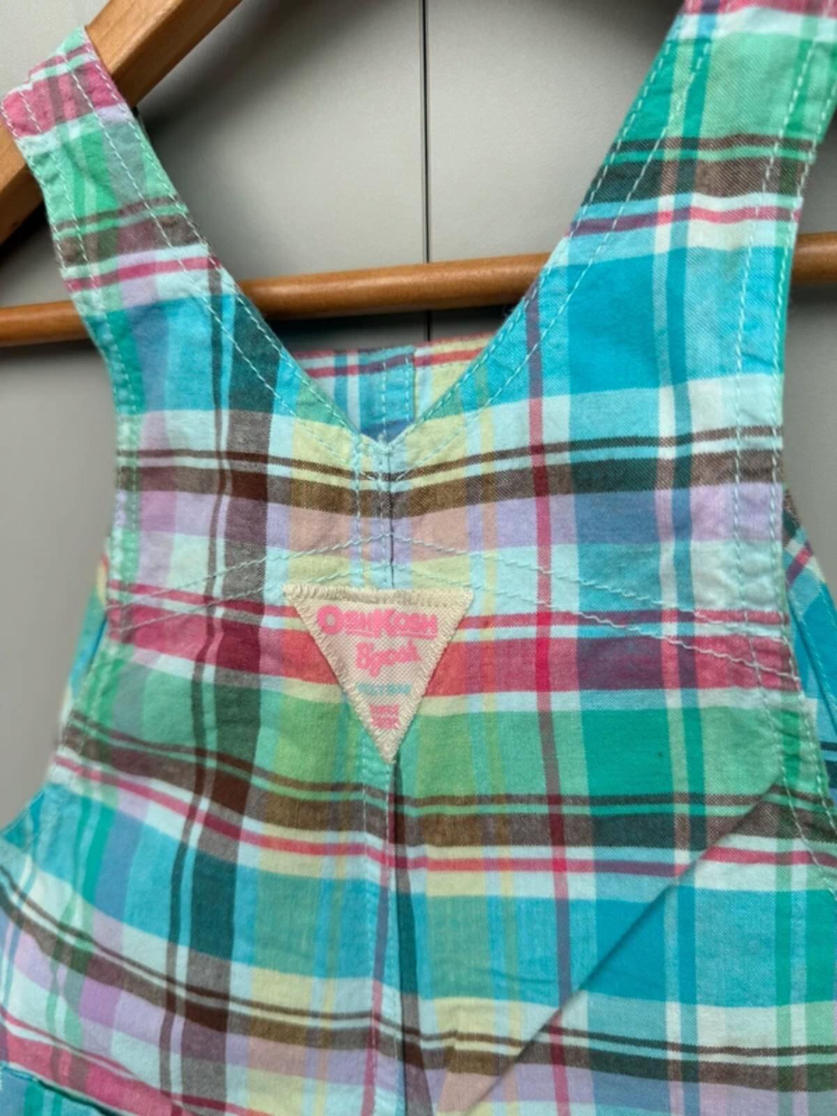 Oshkosh Vintage Check Shortall Dungarees 24M