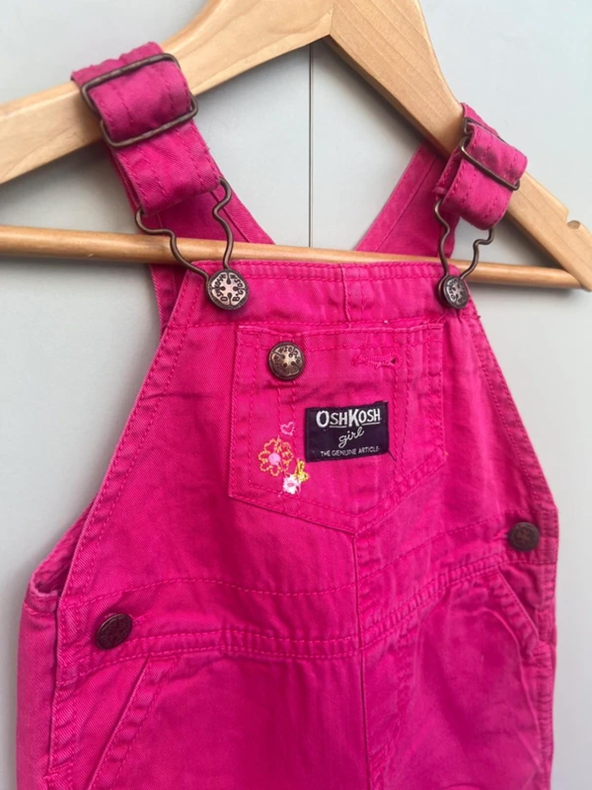 Oshkosh Pink Cotton Dungarees 9M