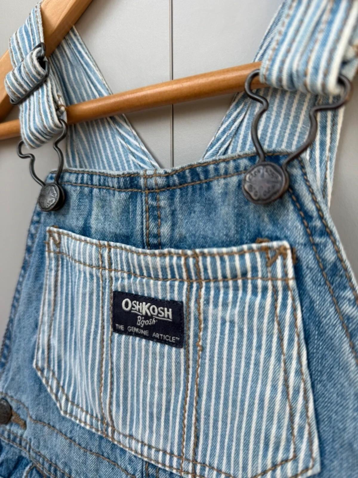 Oshkosh Denim Striped Shortall Dungarees 18M