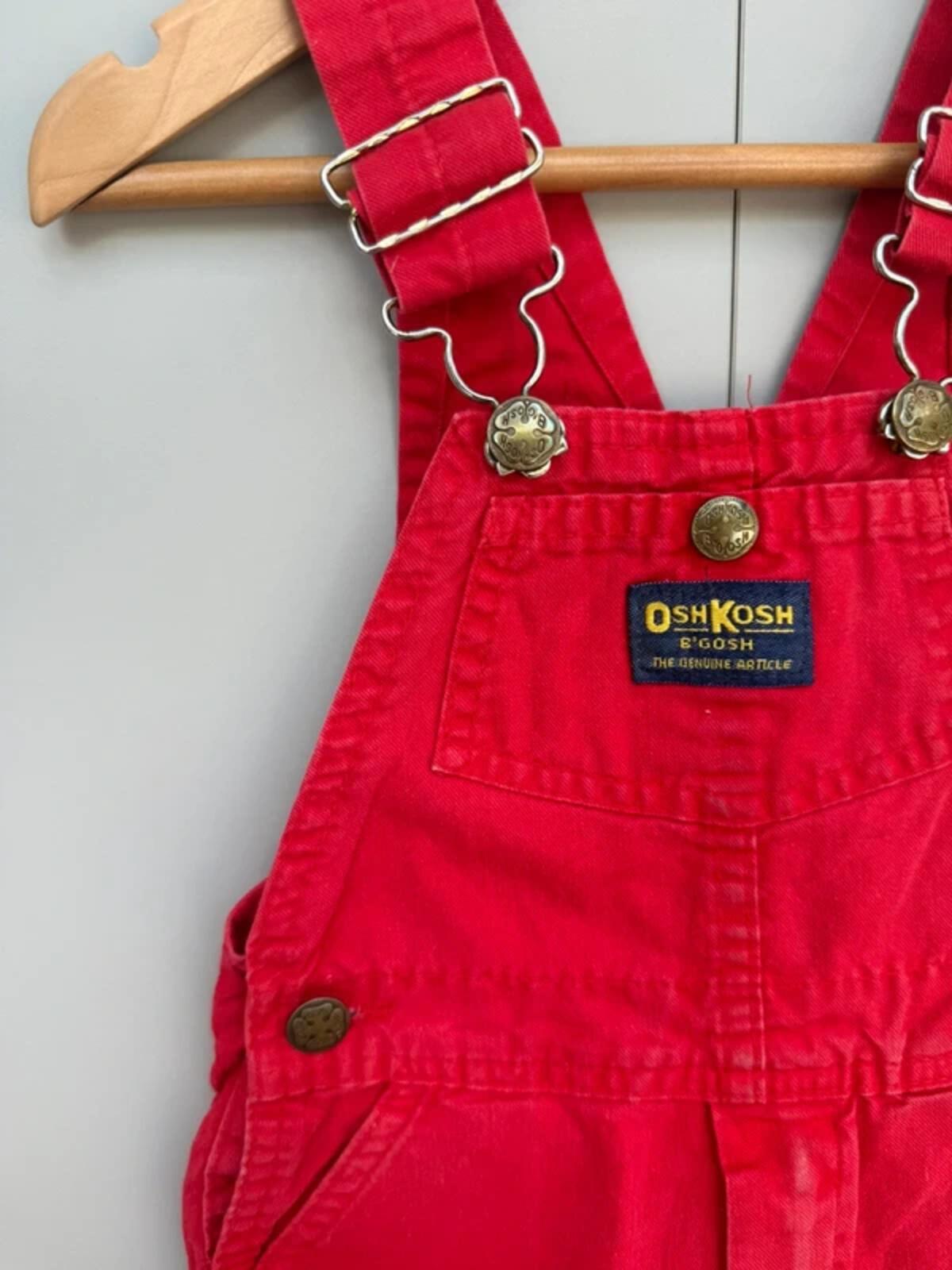 Oshkosh 80s Vintage Red Shortall Dungarees 3T