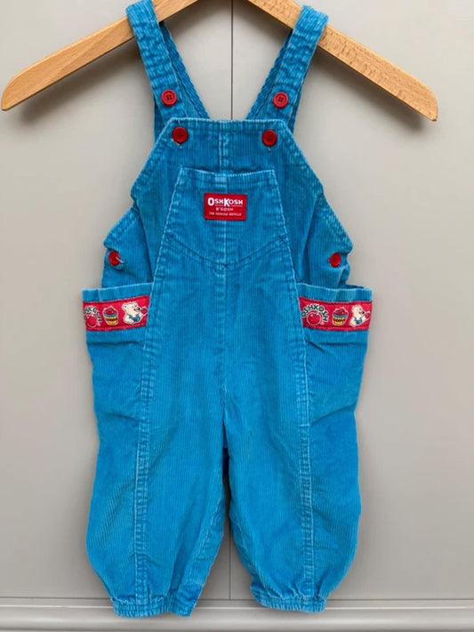 RARE Oshkosh 80s Bubble Corduroy Vintage Dungarees 18M
