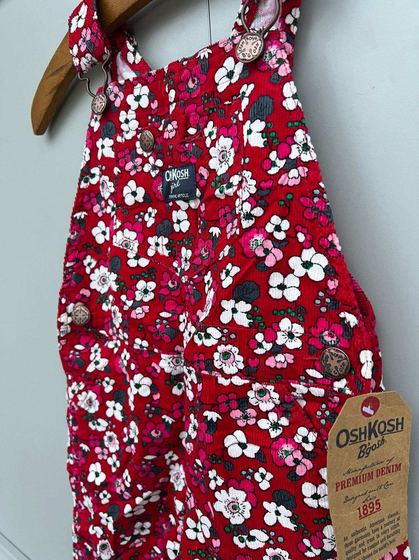 Oshkosh Corduroy Floral Dungarees 4T