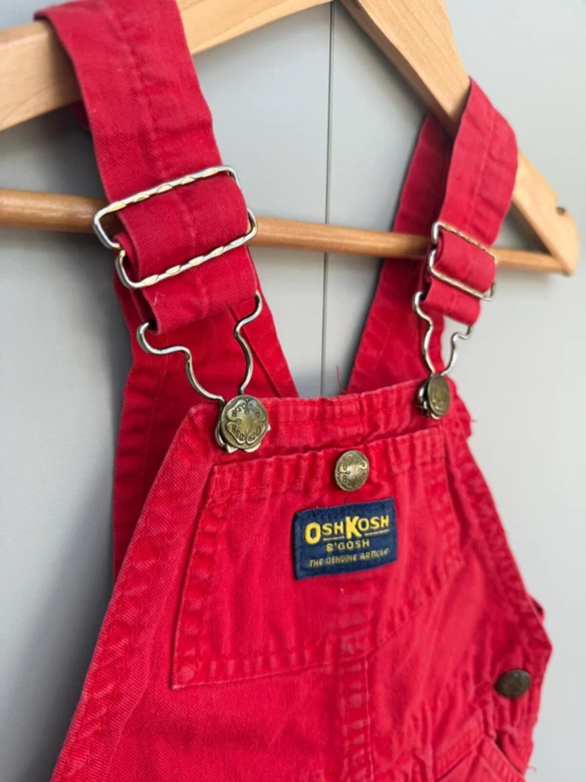Oshkosh 80s Vintage Red Shortall Dungarees 3T