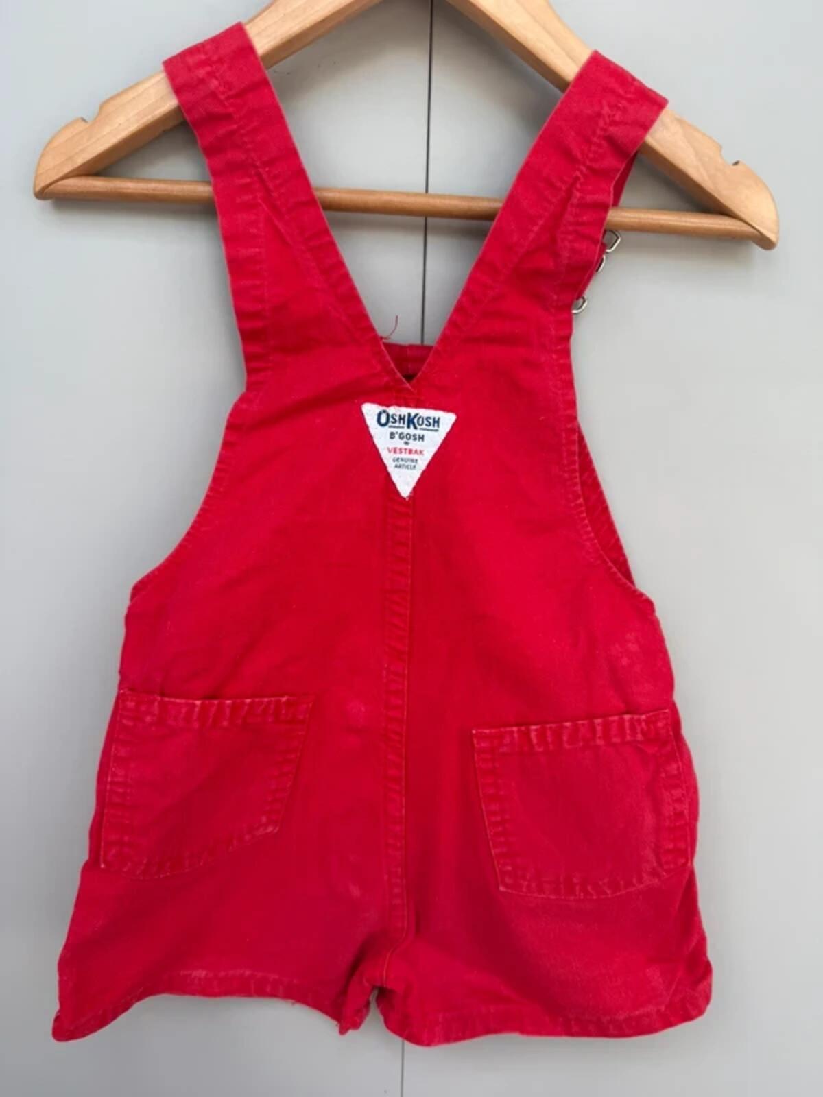 Oshkosh 80s Vintage Red Shortall Dungarees 3T