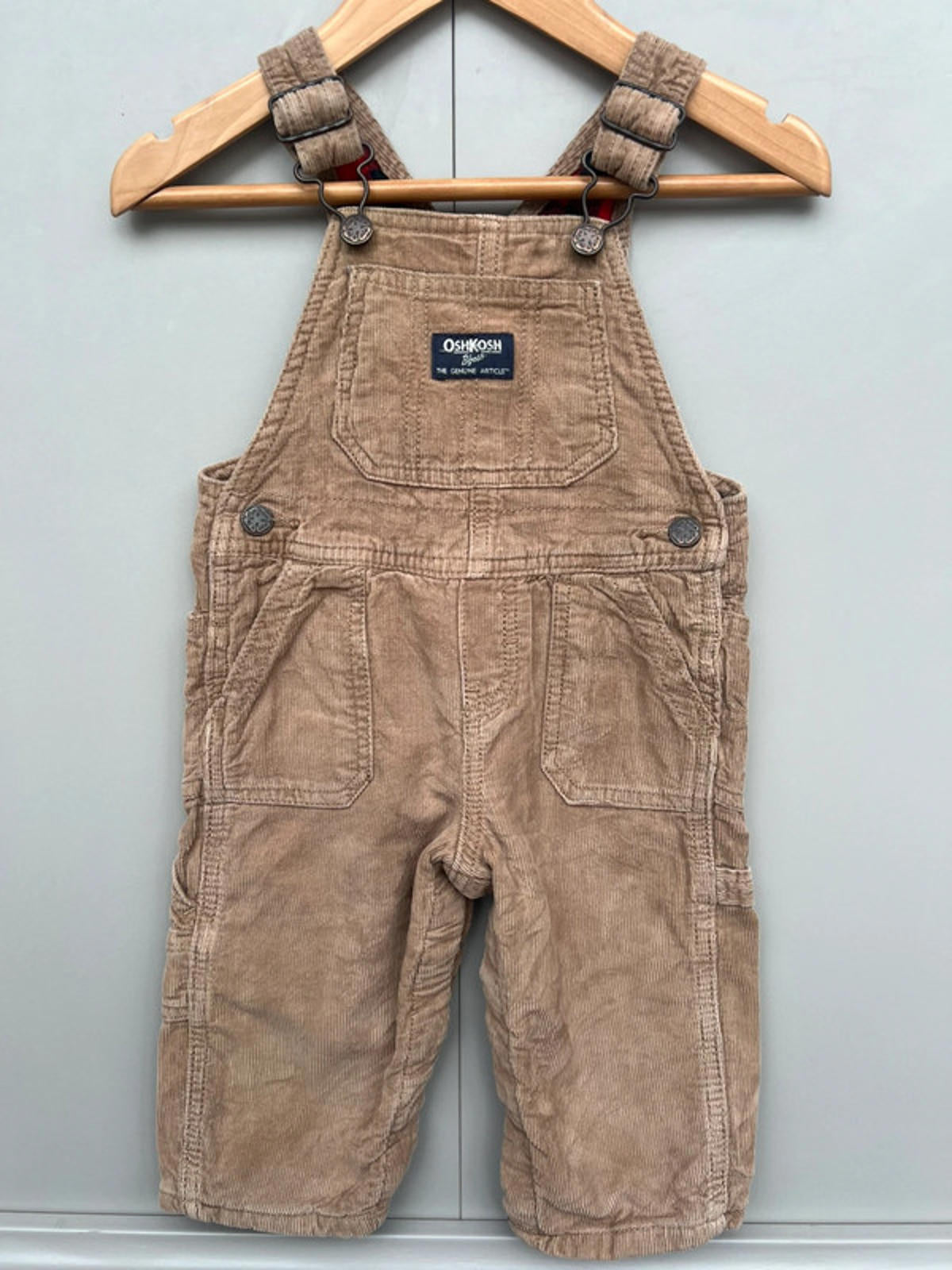 Oshkosh Taupe Corduory Dungarees 12M