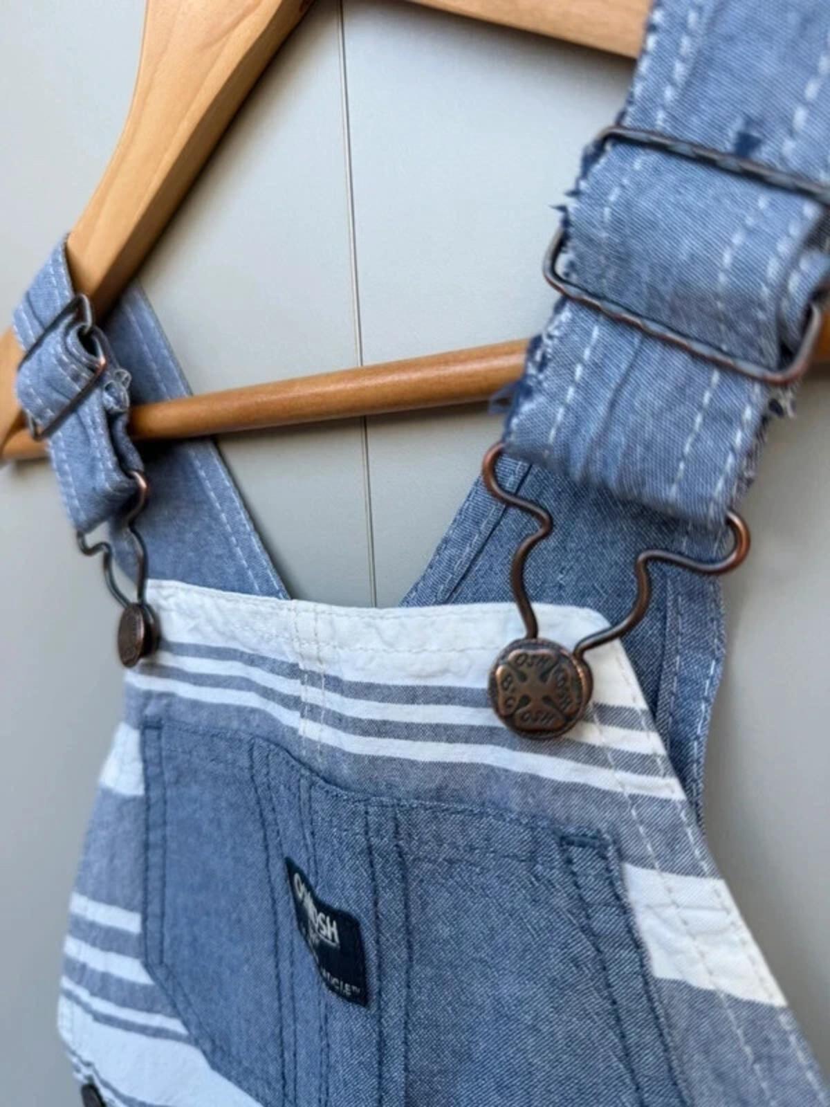 Oshkosh Striped Blue Shortall Dungarees 3T