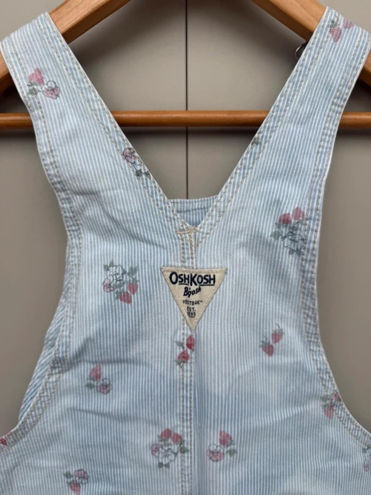 Oshkosh Strawberry Striped Shortall Dungarees 5T