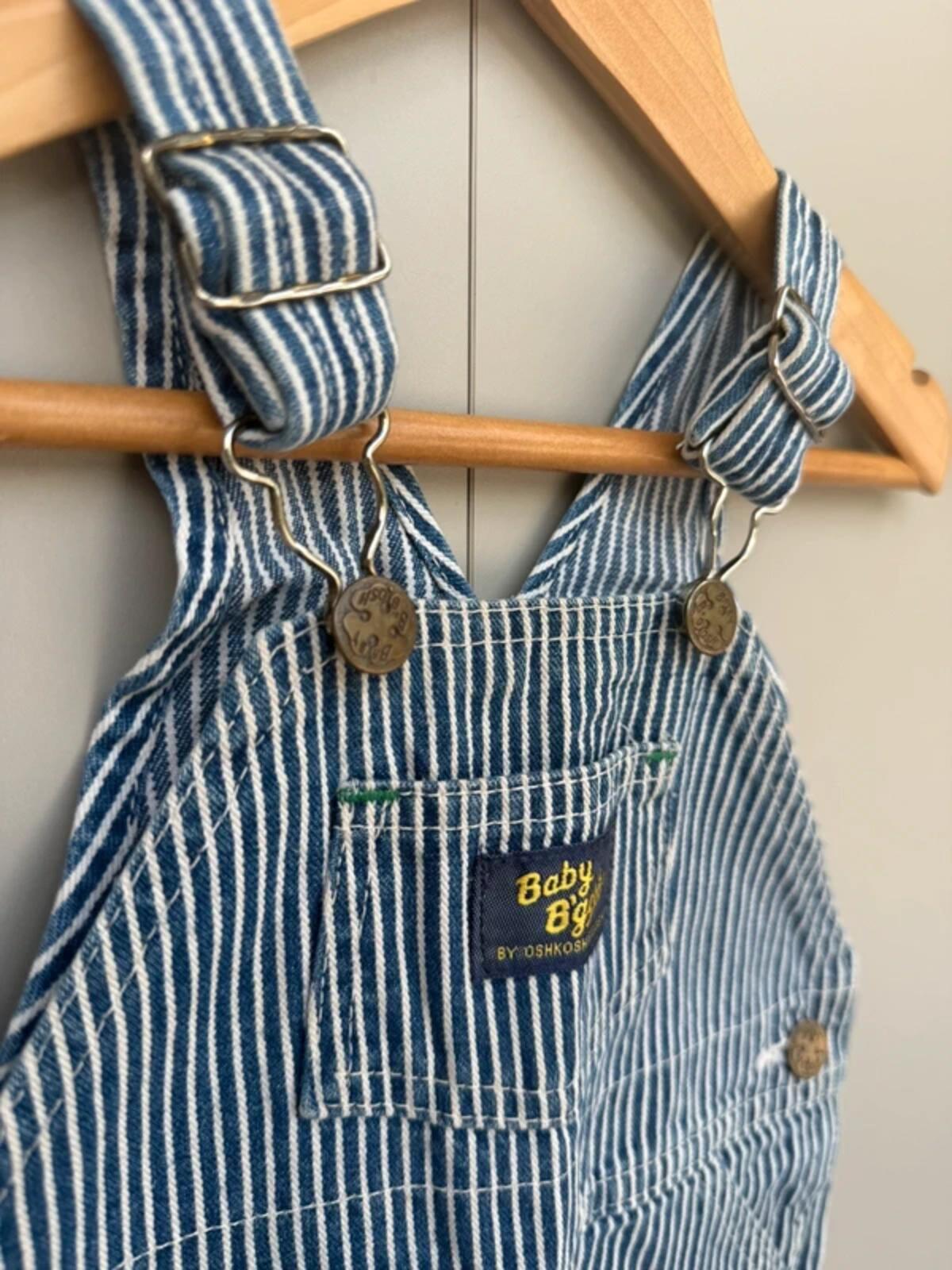 Oshkosh 80s Vintage Hickory Shortall Dungarees 12M
