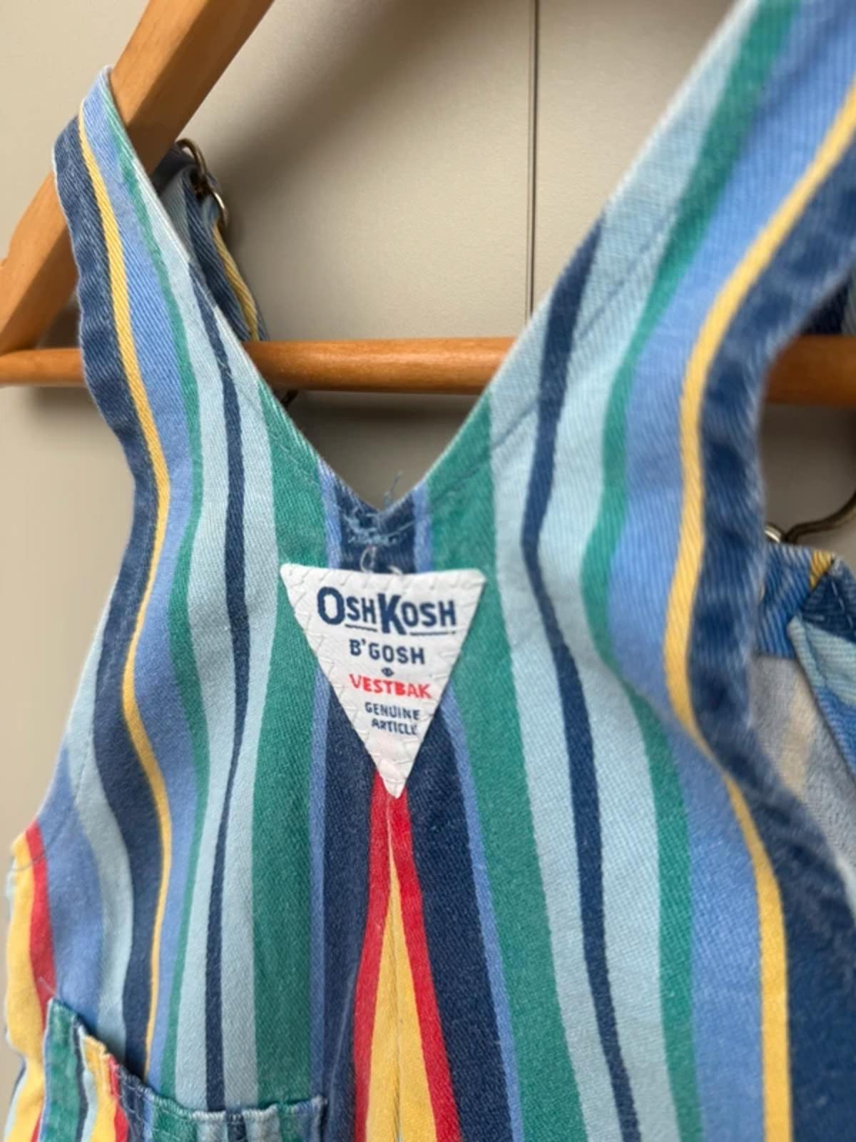 RARE Oshkosh Vintage Striped Coloured Shortall Dungarees 12M