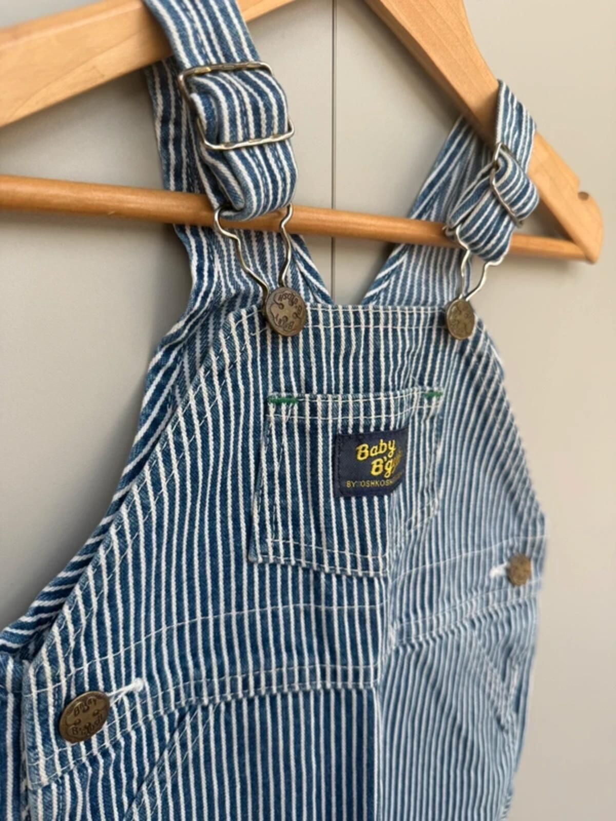 Oshkosh 80s Vintage Hickory Shortall Dungarees 12M