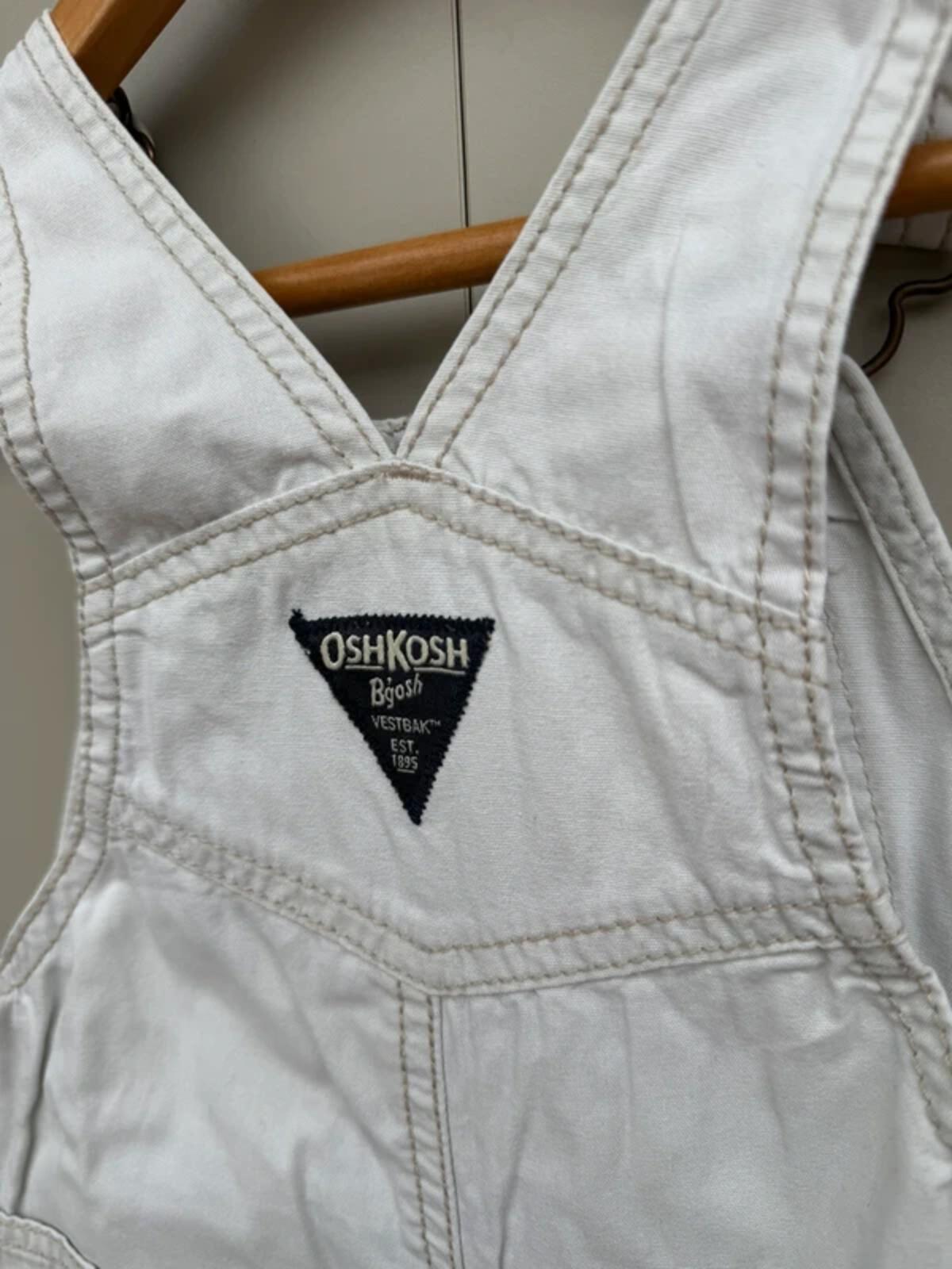 Oshkosh Cream Cotton Shortall Dungarees 24M