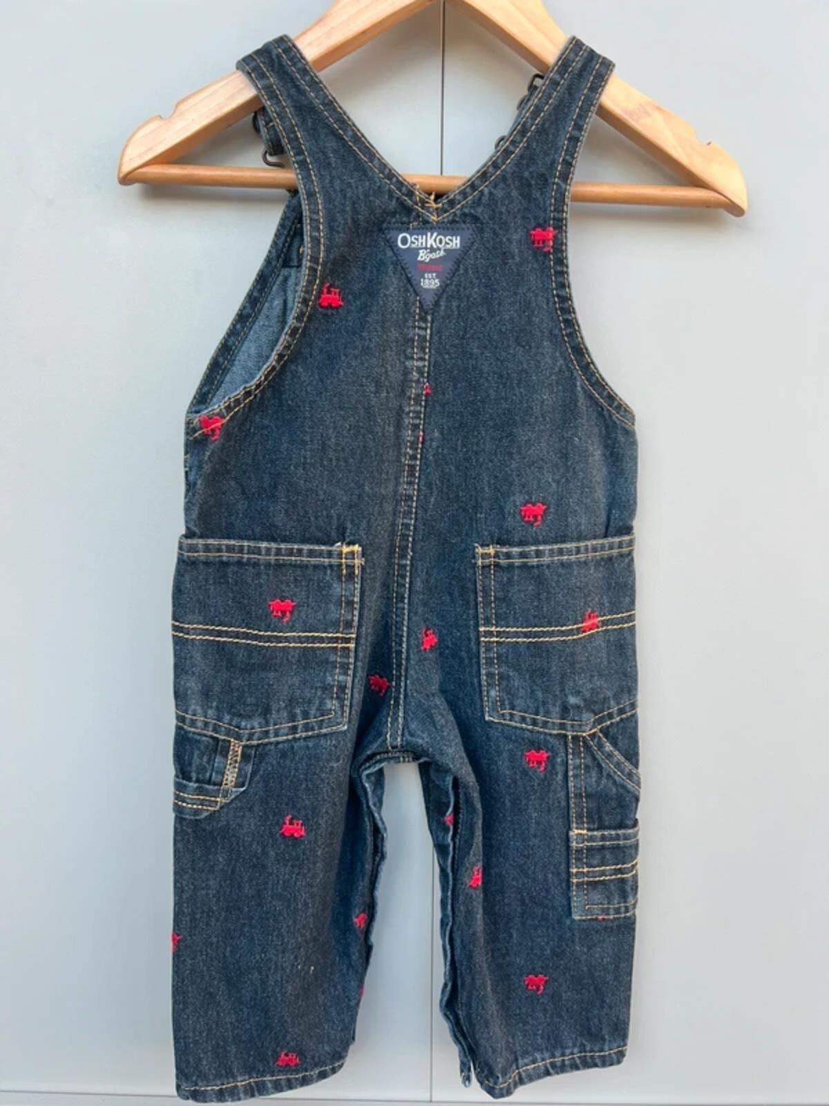 Oshkosh Denim Train Dungarees 9M