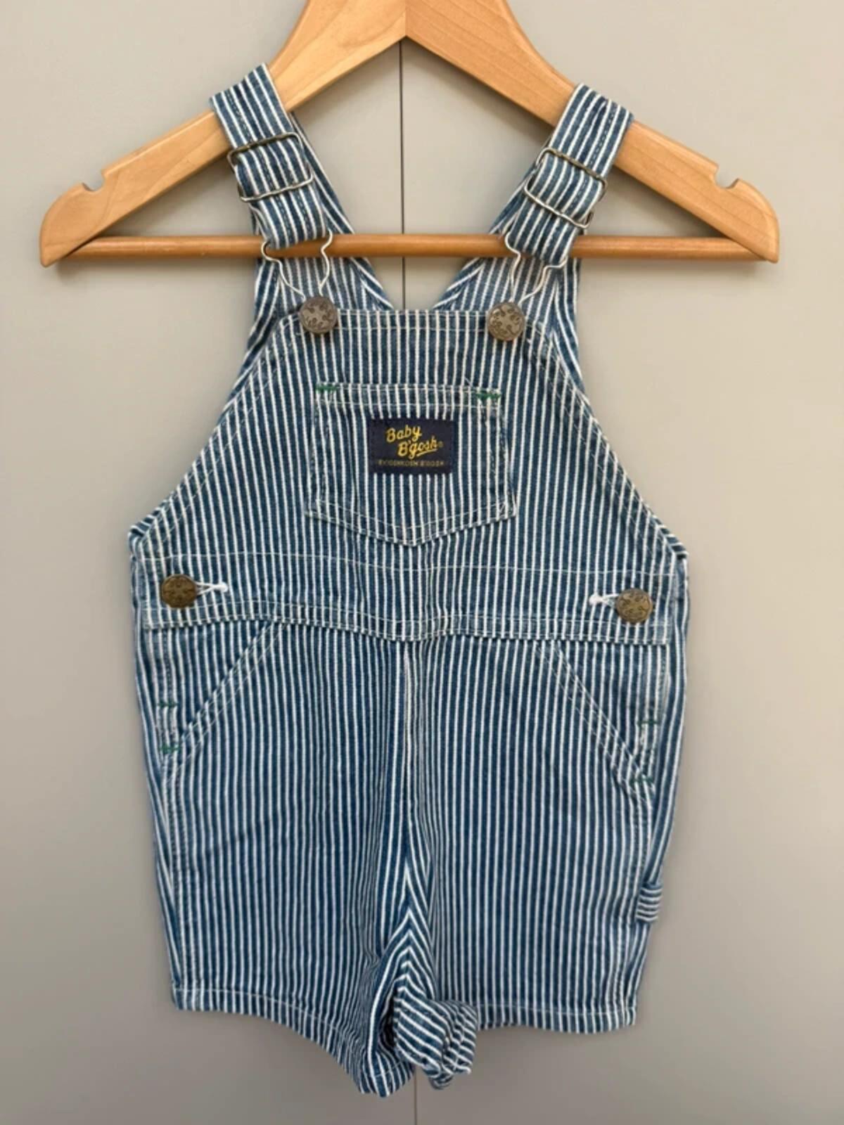 Oshkosh 80s Vintage Hickory Shortall Dungarees 12M