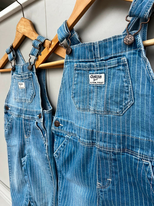 Oshkosh Striped Denim Girls Dungarees 12M and 4T